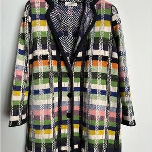 Colorful Plaid Long Sweater Coat